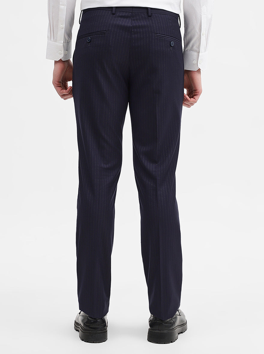 Blue Striped Super Slim Fit Formal Trouser | JadeBlue Youth