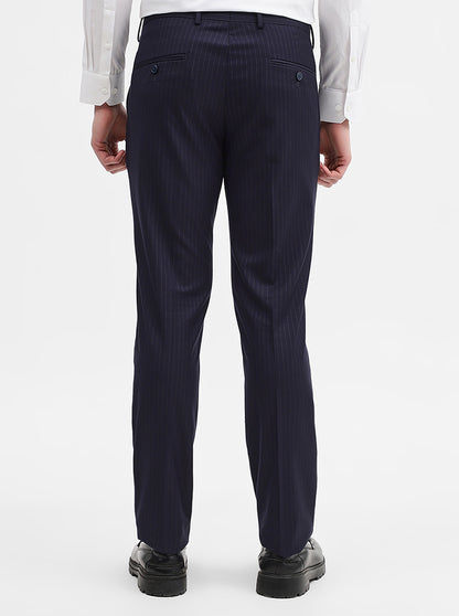 Blue Striped Super Slim Fit Formal Trouser | JadeBlue Youth