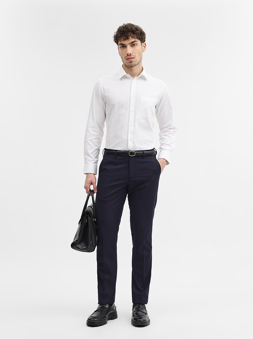 Blue Striped Super Slim Fit Formal Trouser | JadeBlue Youth