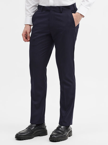 Blue Striped Super Slim Fit Formal Trouser | JadeBlue Youth