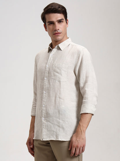 Khaki Solid Slim Fit Casual Shirt | JadeBlue