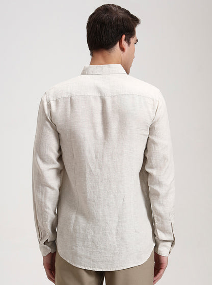 Khaki Solid Slim Fit Casual Shirt | JadeBlue