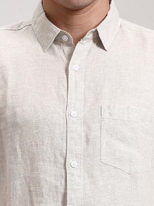 Khaki Solid Slim Fit Casual Shirt | JadeBlue