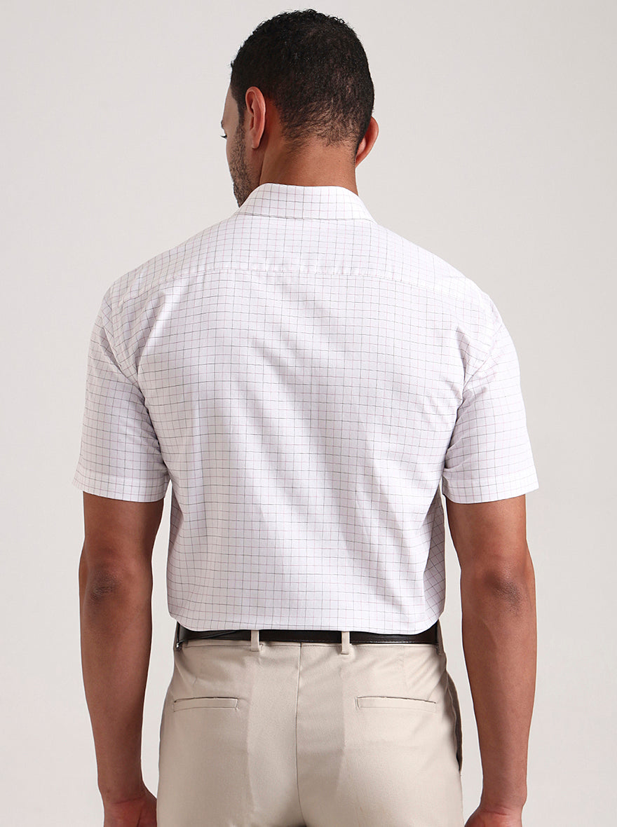 White Checked Regular Fit Formal Shirt | JadeBlue