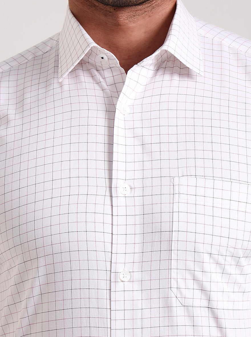 White Checked Regular Fit Formal Shirt | JadeBlue