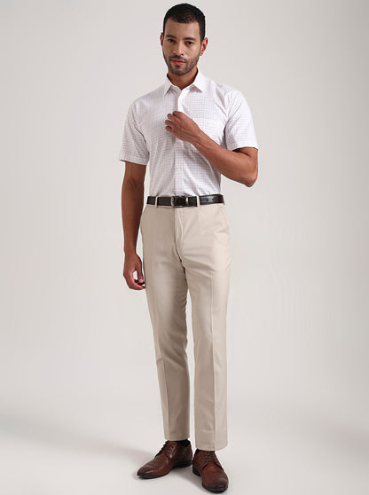 White Checked Regular Fit Formal Shirt | JadeBlue