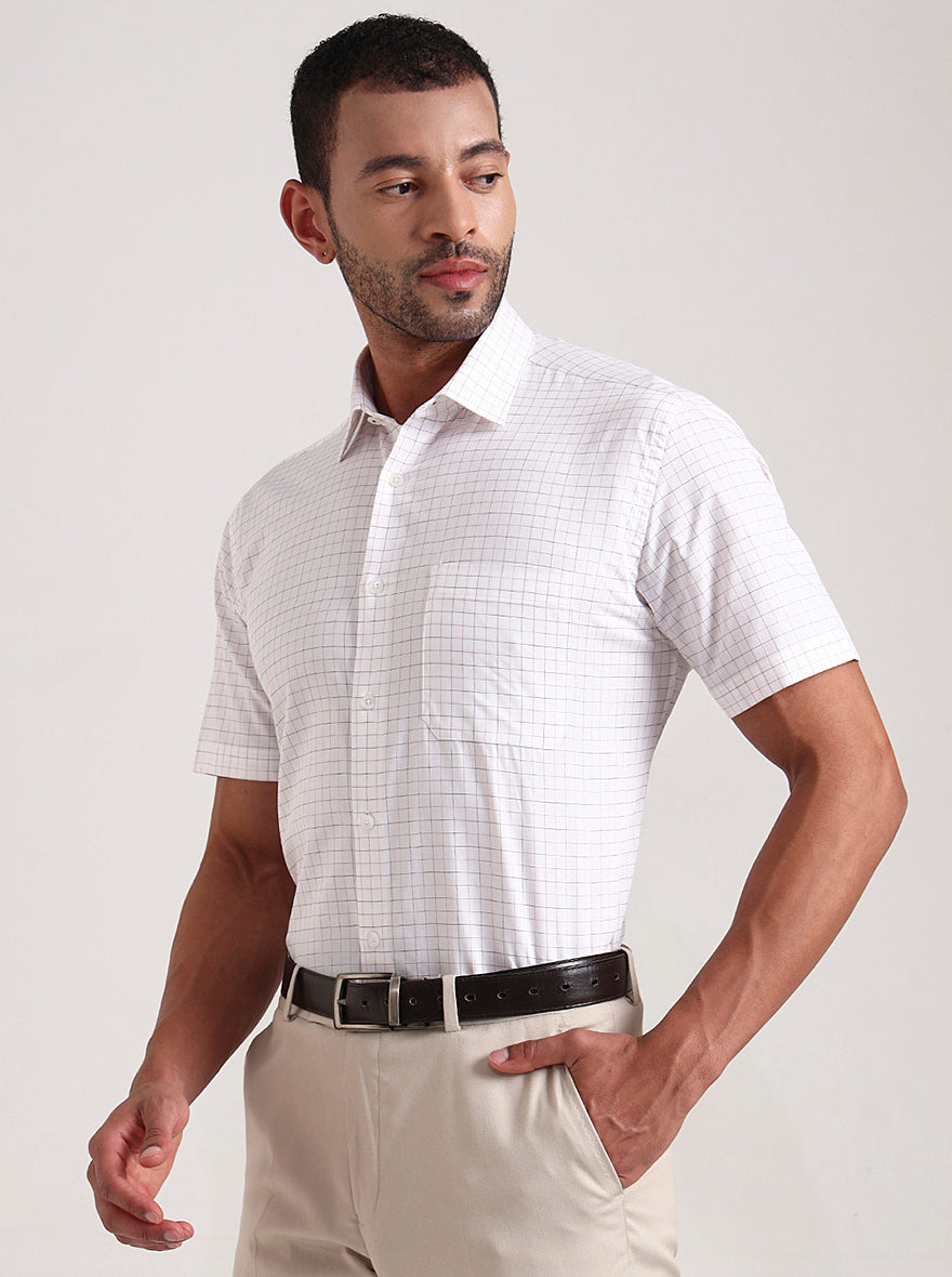 White Checked Regular Fit Formal Shirt | JadeBlue