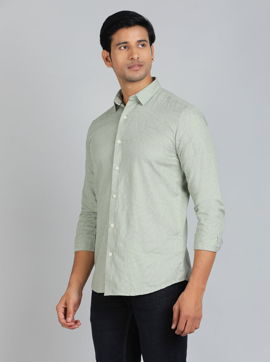 Green Solid Slim Fit Casual Shirt | JadeBlue