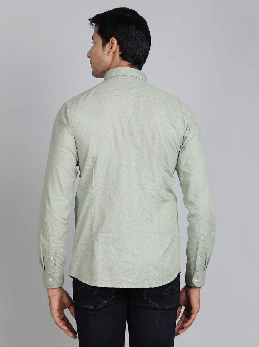 Green Solid Slim Fit Casual Shirt | JadeBlue