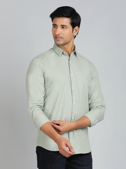 Green Solid Slim Fit Casual Shirt | JadeBlue