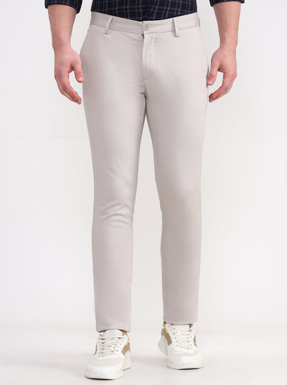 Grey Solid Uno Fit Casual Trouser | JadeBlue