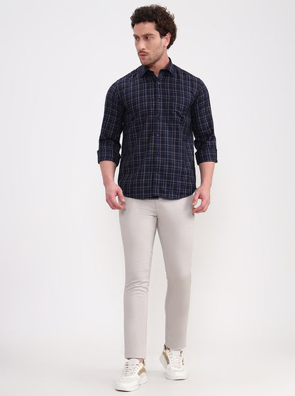 Grey Solid Uno Fit Casual Trouser | JadeBlue
