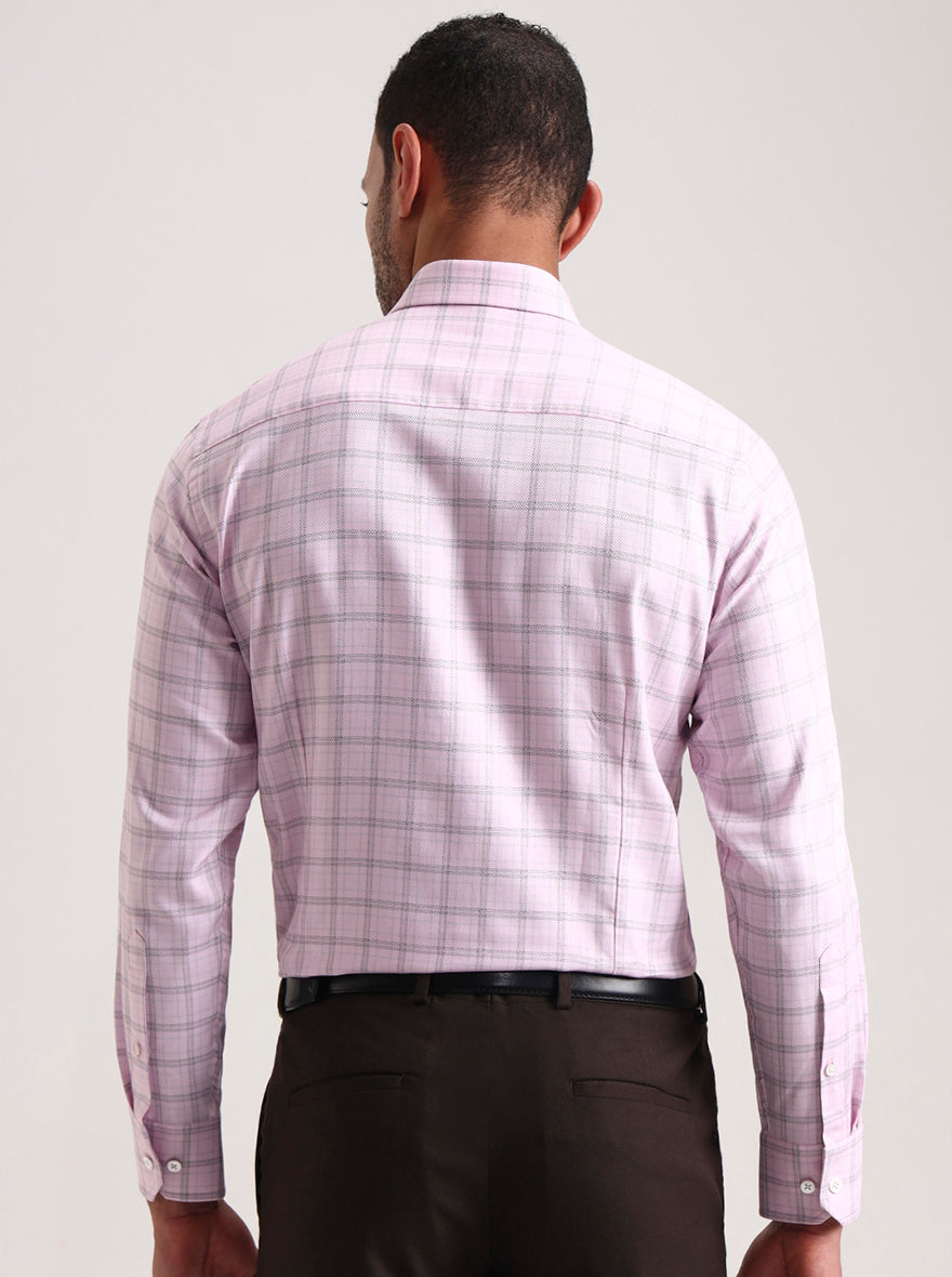Pink Checked Slim Fit Formal Shirt | JadeBlue Super Luxe