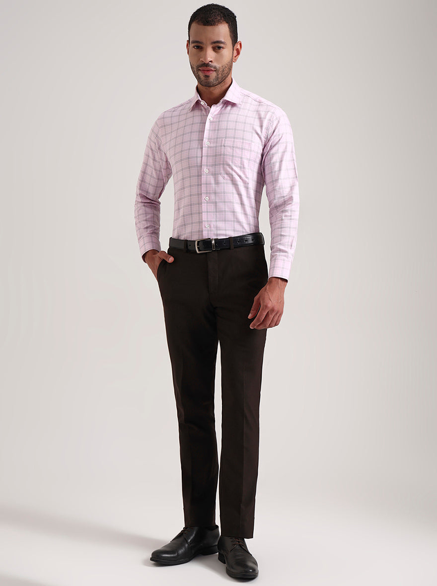 Pink Checked Slim Fit Formal Shirt | JadeBlue Super Luxe