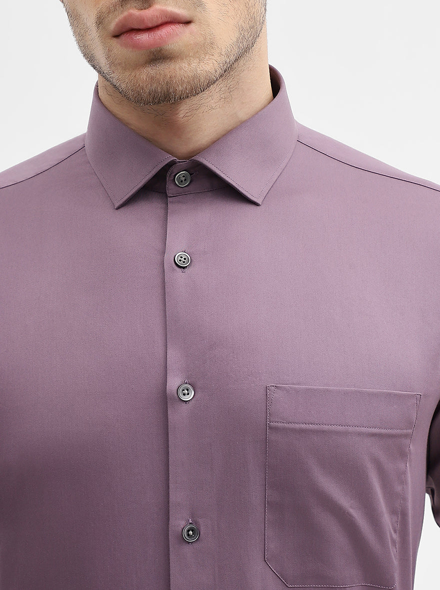 Purple Solid Slim Fit Formal Shirt | Greenfibre