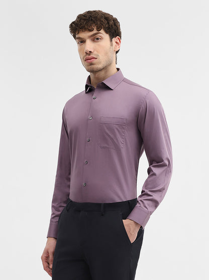 Purple Solid Slim Fit Formal Shirt | Greenfibre