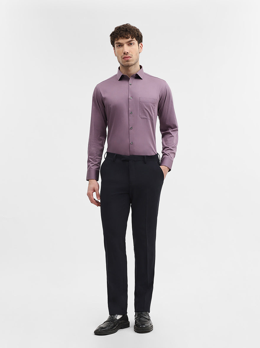 Purple Solid Slim Fit Formal Shirt | Greenfibre