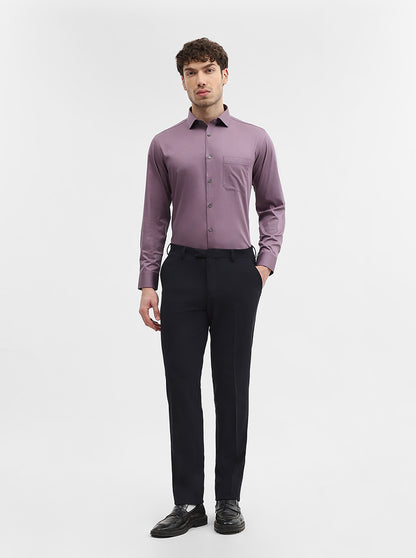 Purple Solid Slim Fit Formal Shirt | Greenfibre