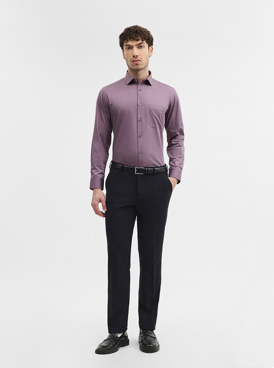 Purple Solid Slim Fit Formal Shirt | Greenfibre