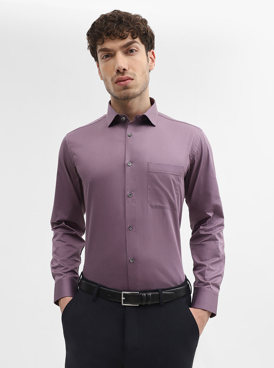 Purple Solid Slim Fit Formal Shirt | Greenfibre