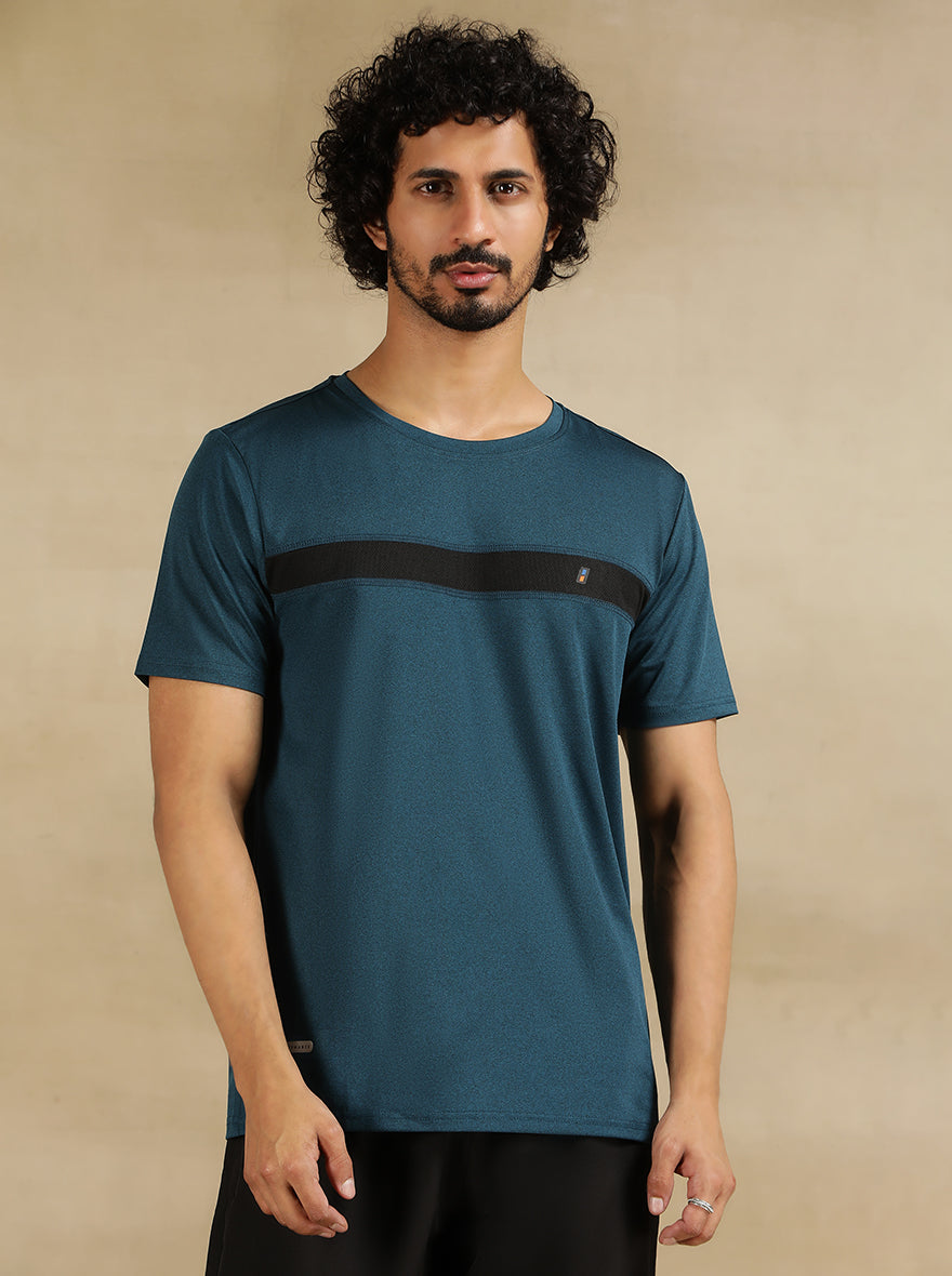 Teal Blue Solid Slim Fit T-Shirt | Jade Play