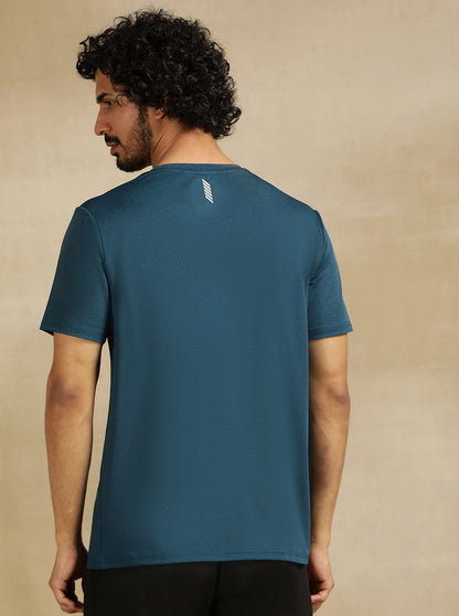 Teal Blue Solid Slim Fit T-Shirt | Jade Play