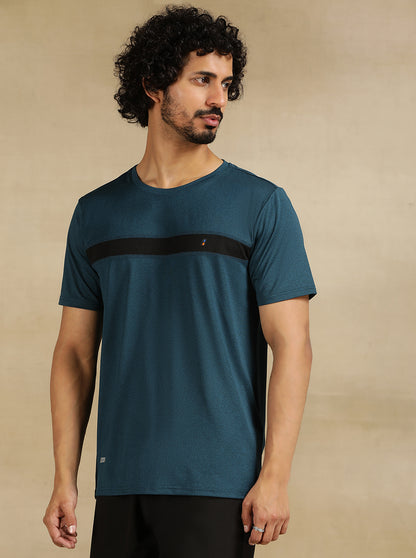 Teal Blue Solid Slim Fit T-Shirt | Jade Play