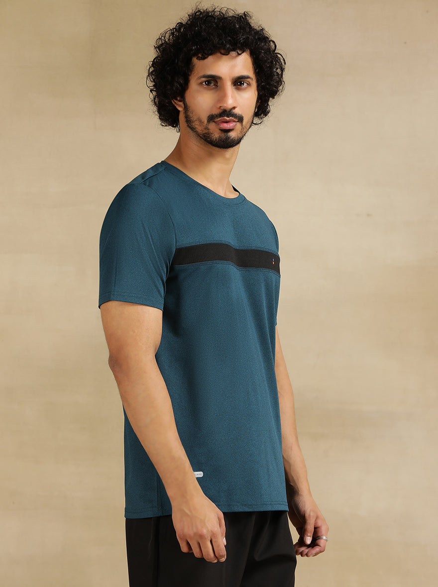 Teal Blue Solid Slim Fit T-Shirt | Jade Play