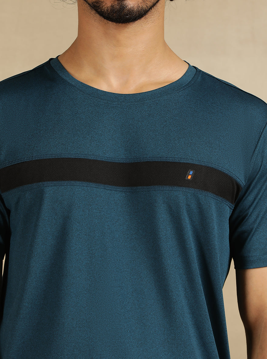 Teal Blue Solid Slim Fit T-Shirt | Jade Play