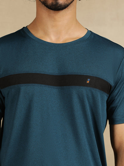 Teal Blue Solid Slim Fit T-Shirt | Jade Play