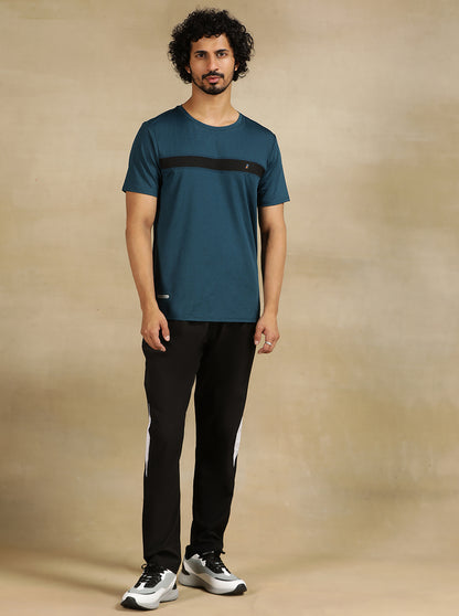 Teal Blue Solid Slim Fit T-Shirt | Jade Play