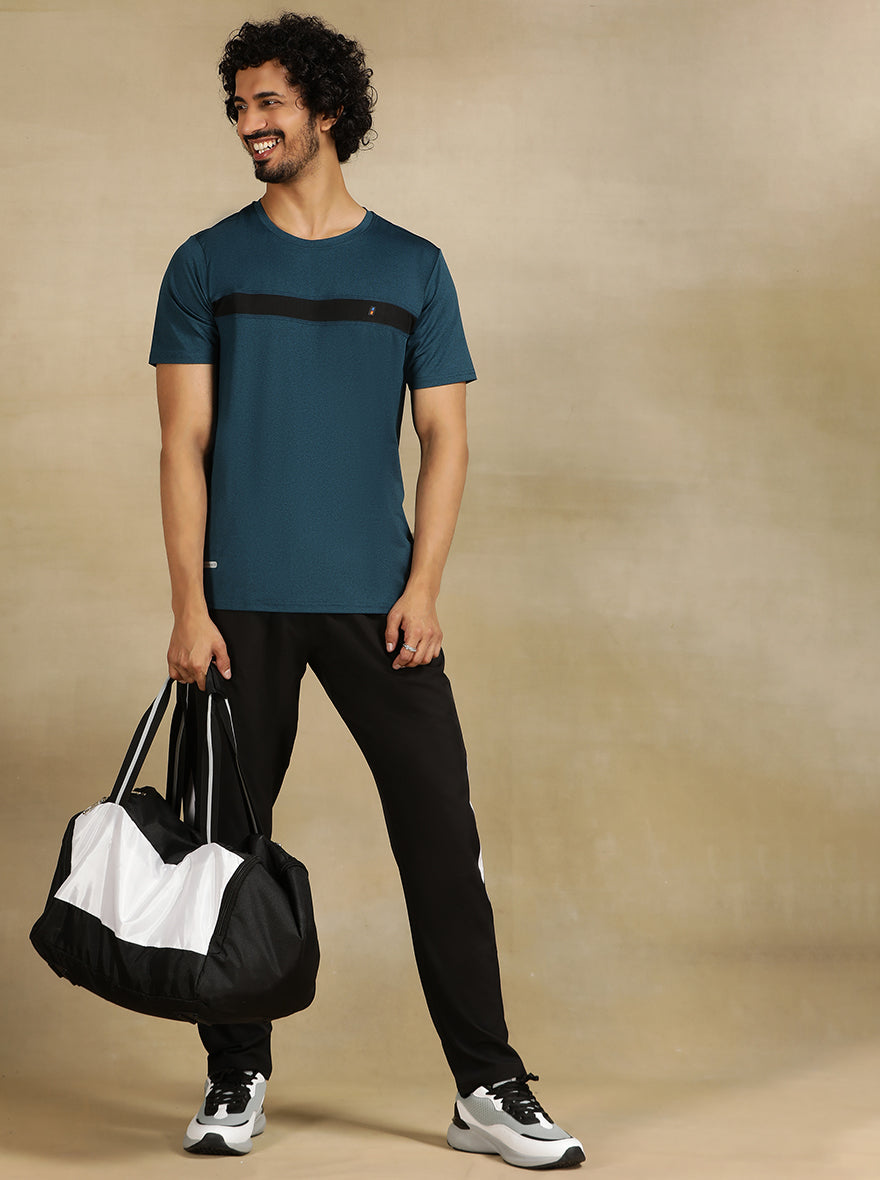 Teal Blue Solid Slim Fit T-Shirt | Jade Play