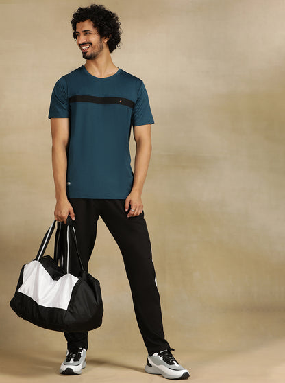 Teal Blue Solid Slim Fit T-Shirt | Jade Play