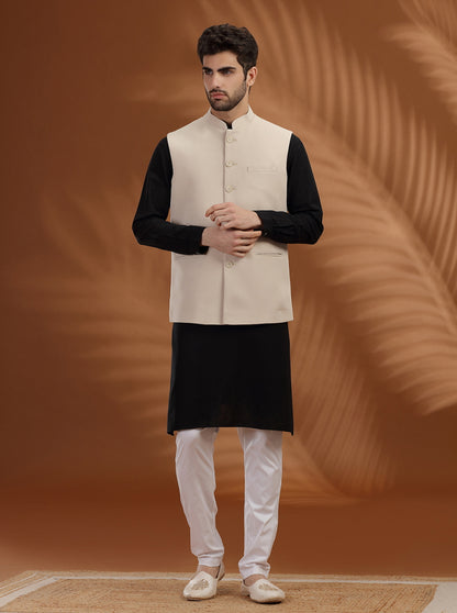 Cream Solid Waistcoat | Greenfibre