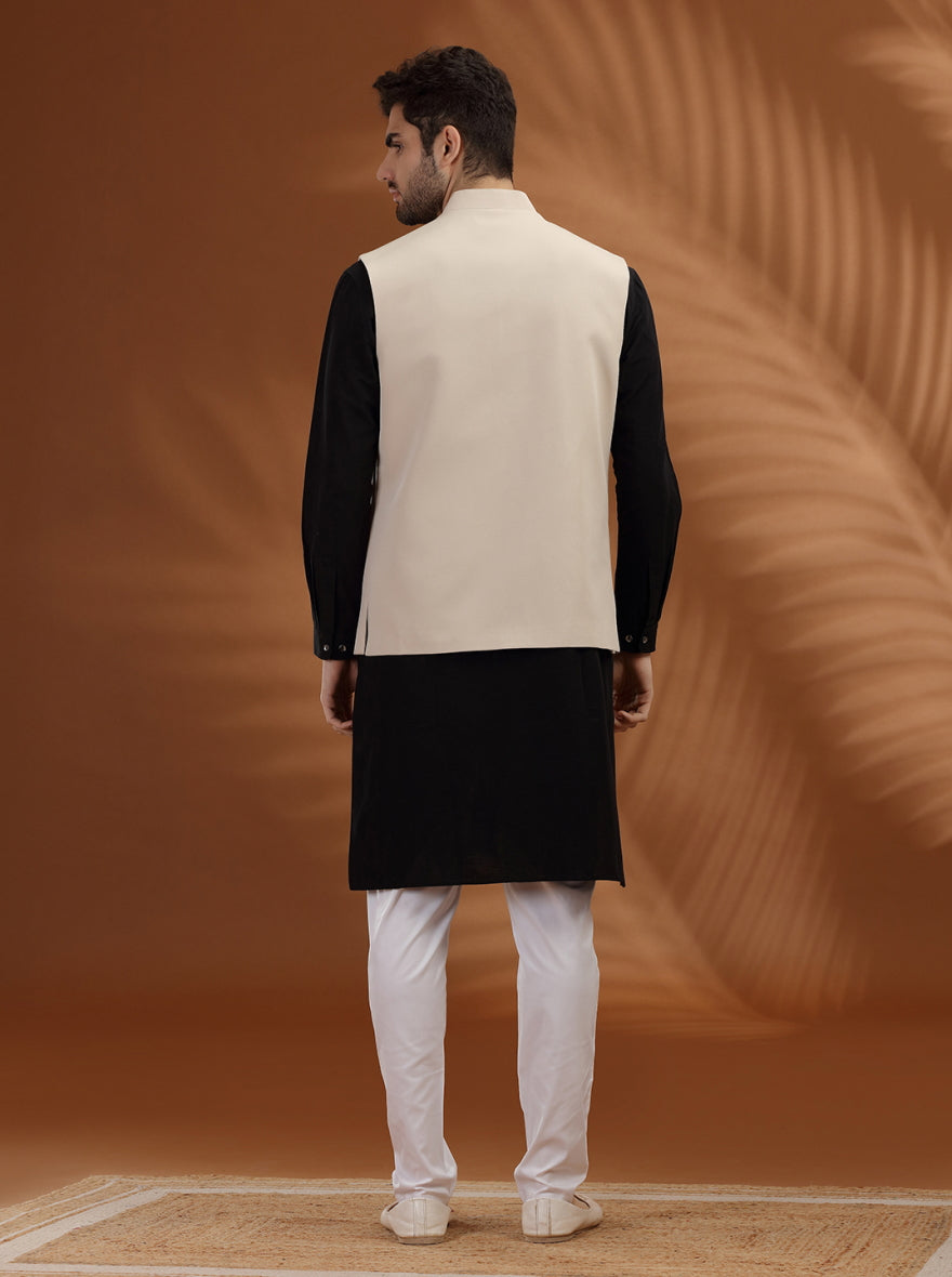 Cream Solid Waistcoat | Greenfibre