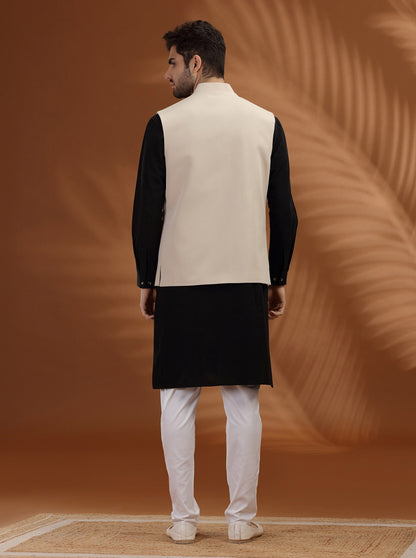 Cream Solid Waistcoat | Greenfibre