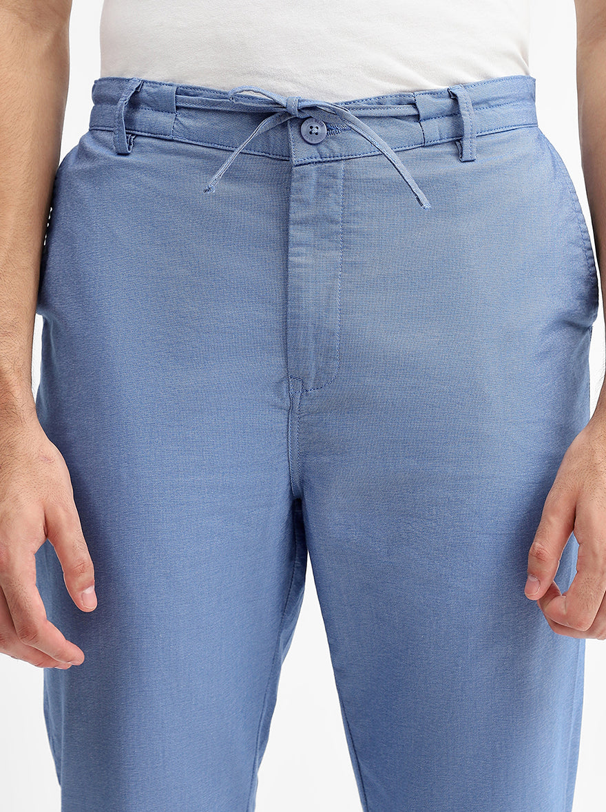 Blue Solid Slim Fit Track Pant | JadeBlue