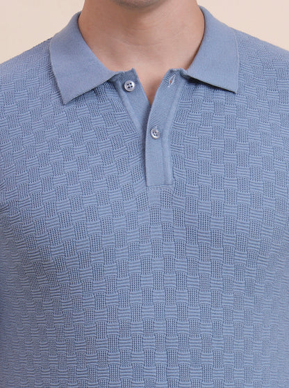 Sky Blue Solid Slim Fit T-Shirt | JadeBlue