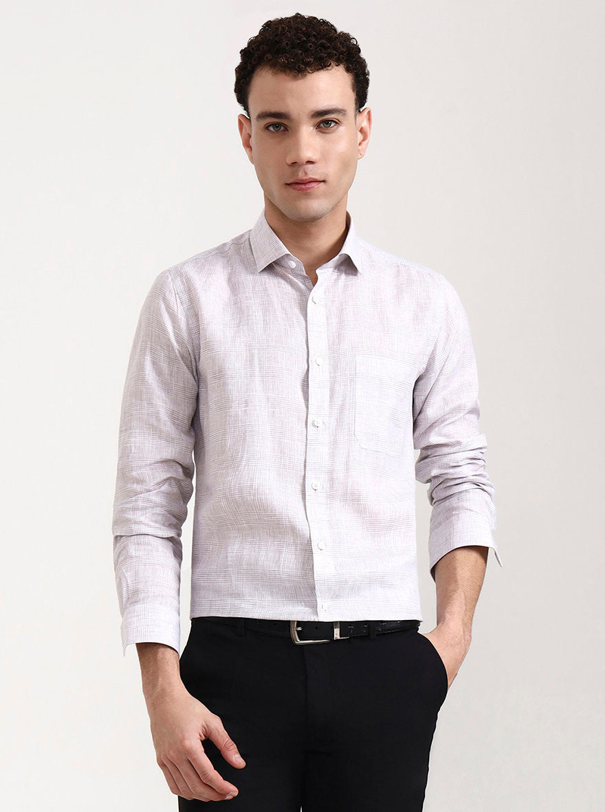 Grey Checked Slim Fit Formal Shirt | JadeBlue