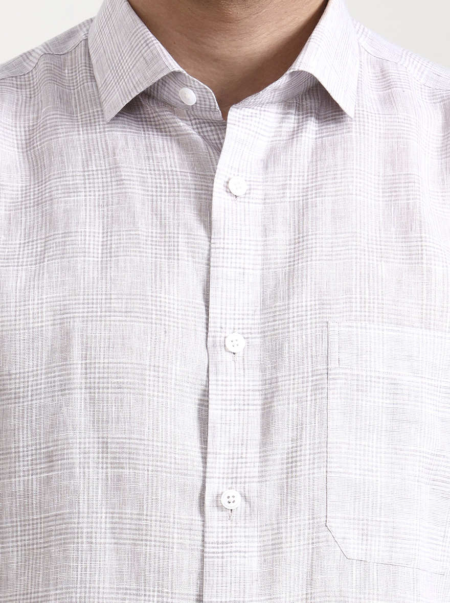 Grey Checked Slim Fit Formal Shirt | JadeBlue