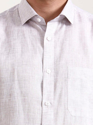 Grey Checked Slim Fit Formal Shirt | JadeBlue