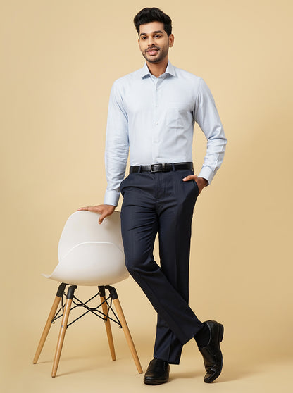 Light Blue Printed Slim Fit Formal Shirt | Metal