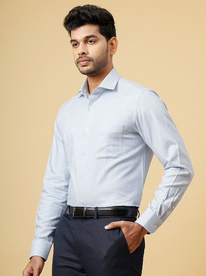 Light Blue Printed Slim Fit Formal Shirt | Metal