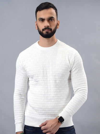 White Solid Slim Fit Winter T-Shirt | JadeBlue