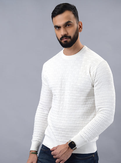 White Solid Slim Fit Winter T-Shirt | JadeBlue