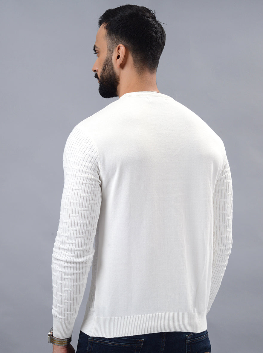 White Solid Slim Fit Winter T-Shirt | JadeBlue