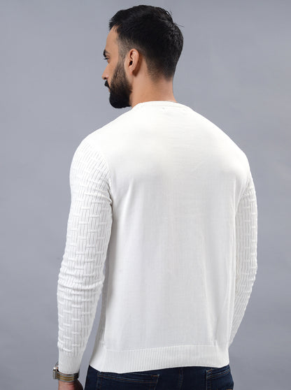 White Solid Slim Fit Winter T-Shirt | JadeBlue
