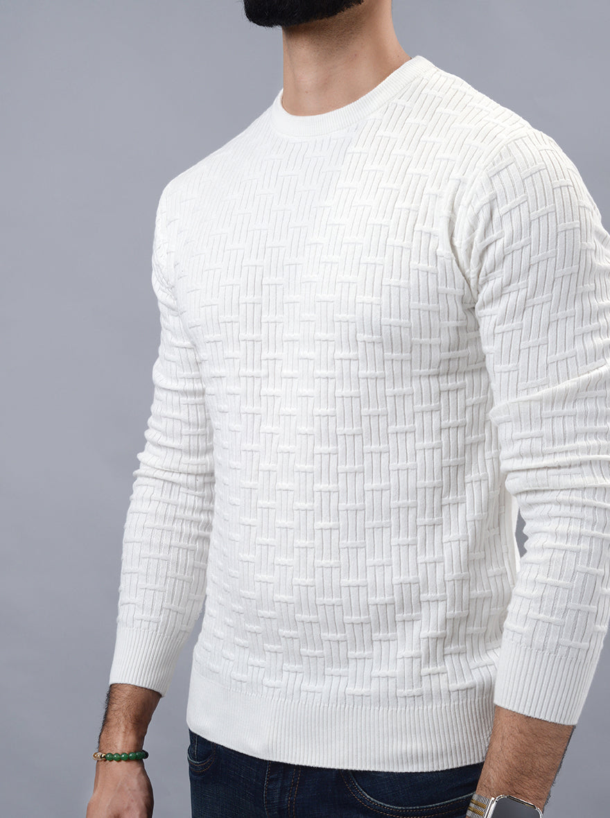 White Solid Slim Fit Winter T-Shirt | JadeBlue