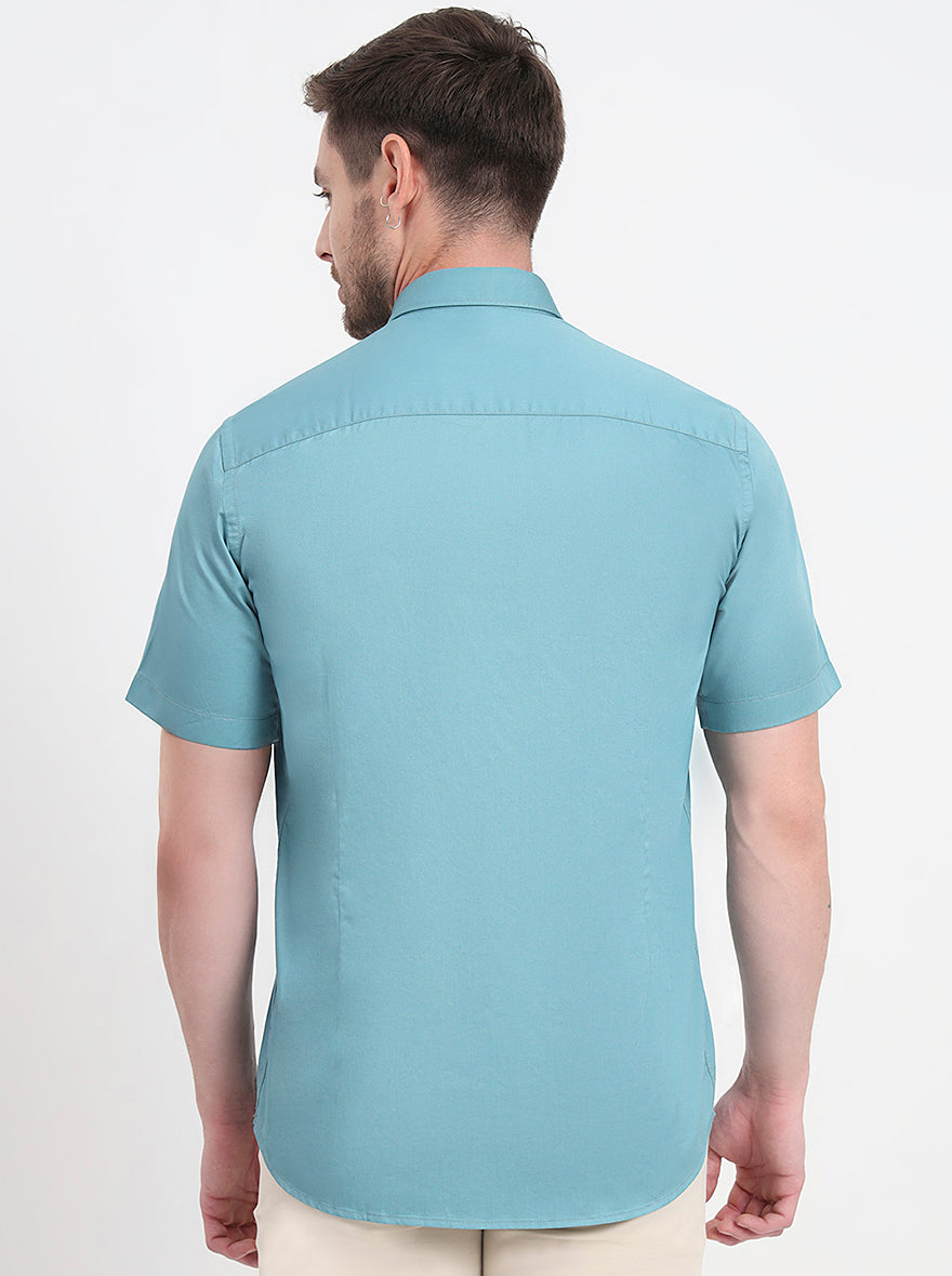 Sea Green Solid Smart Fit Semi Casual Shirt | JadeBlue