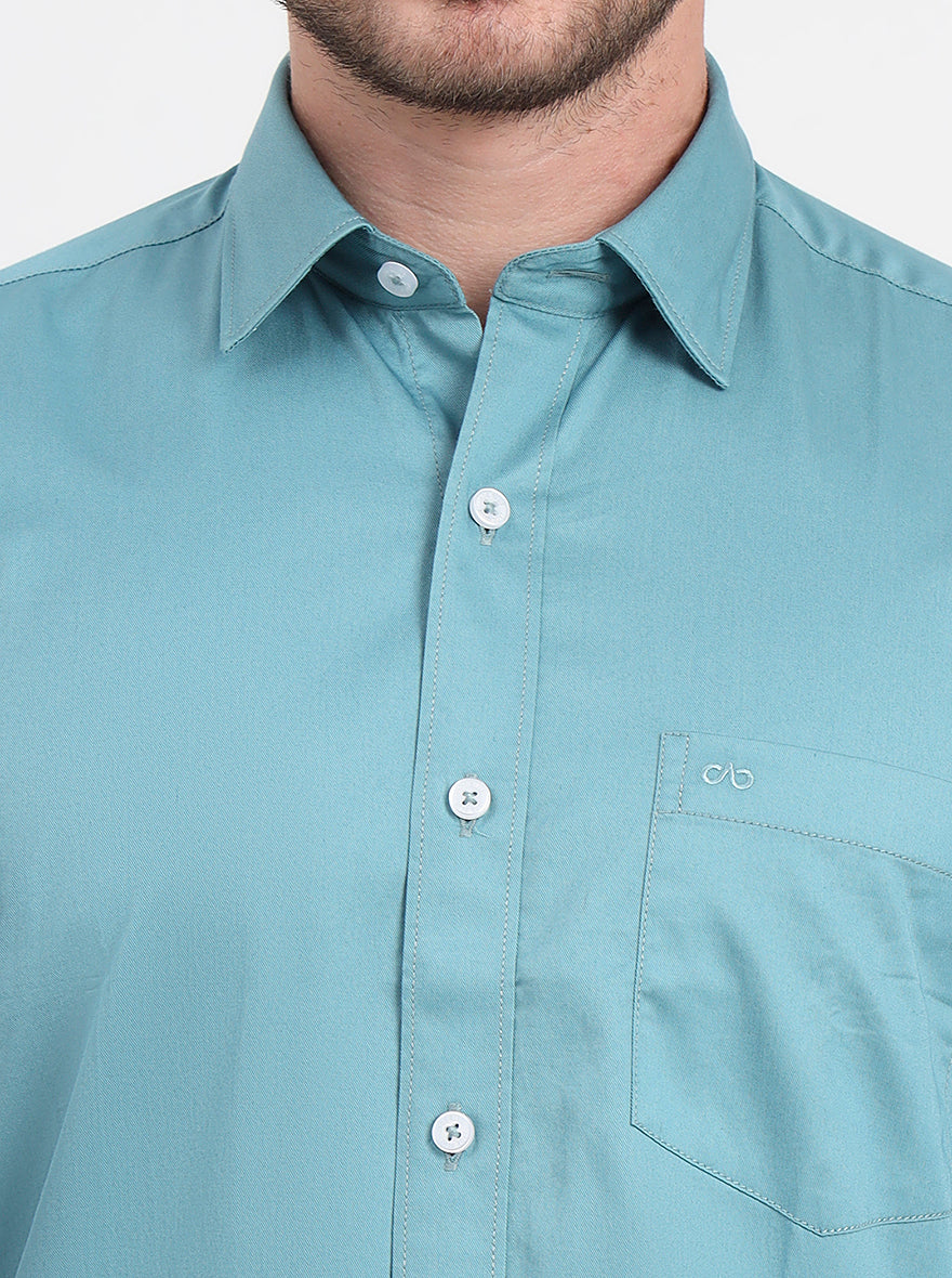 Sea Green Solid Smart Fit Semi Casual Shirt | JadeBlue